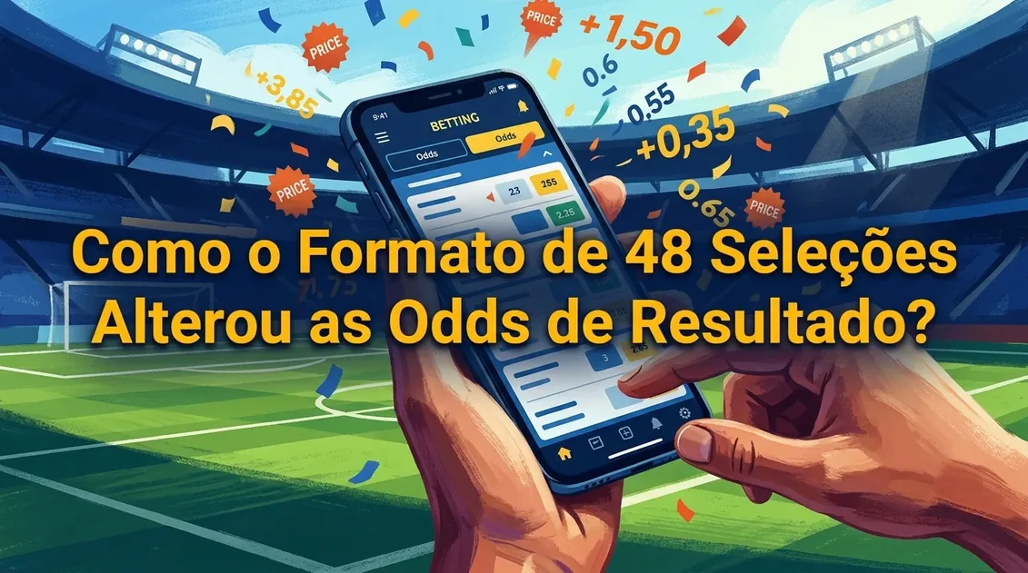 Hands betting on phone, reflecting Copa do Mundo 48 team odds changes.